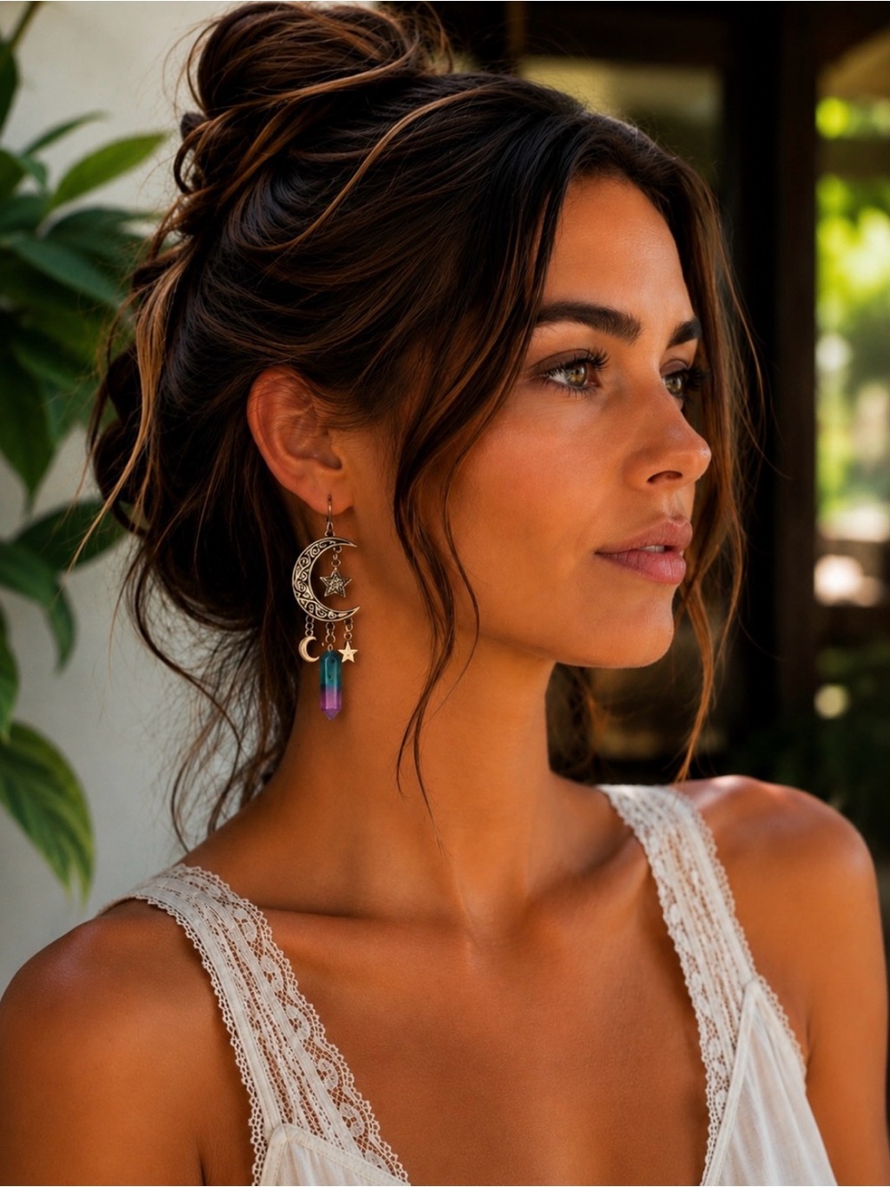 Celestial Moon & Star Drop Earrings | Boho Crescent Dangles | Festival Jewelry
